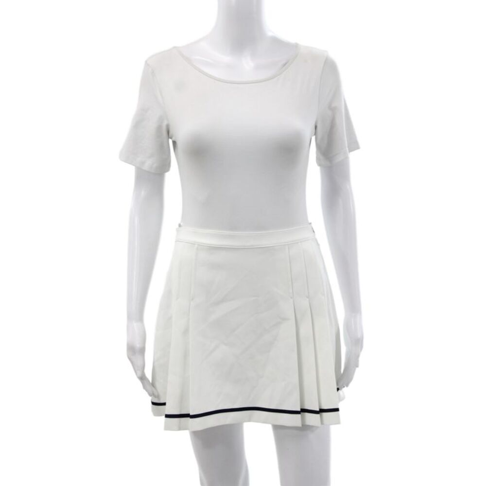 Tory Burch Women Pleated Skirt White Short Polyester Size S